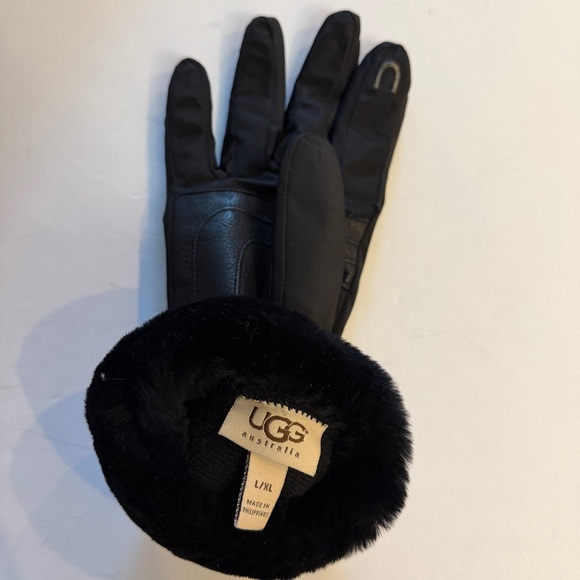 UGG Shearling Fur-Trimmed and Nylon Lined Gloves Womens L/XL - Picture 5 of 7